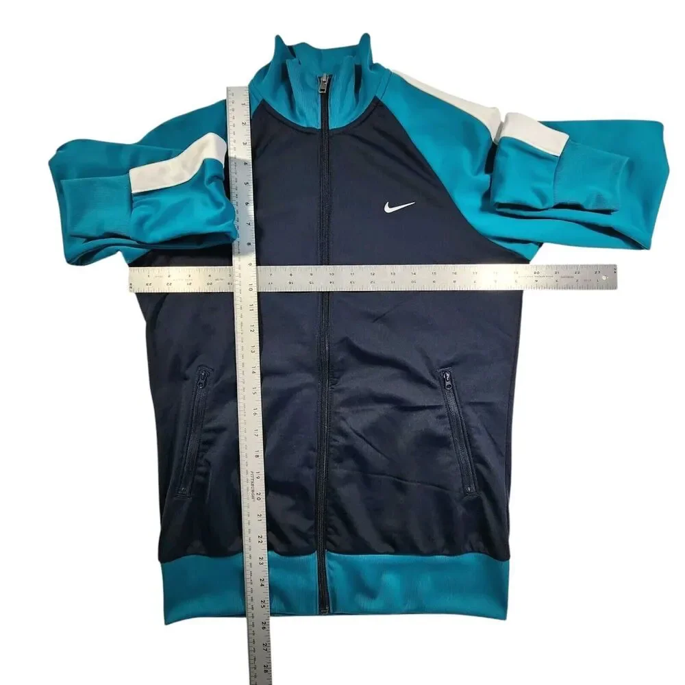 Vintage Nike Athletic Dept Track Jacket Large Full Zip Black Teal Colorblock Y2K